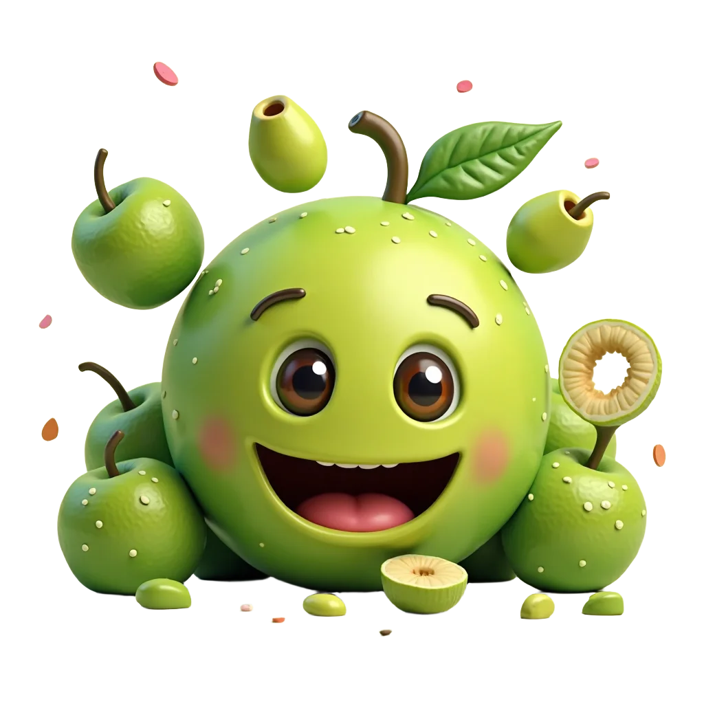 Happy Green Apple Character