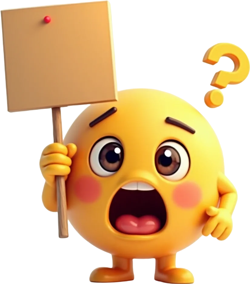 Confused Emoji Holding a Sign