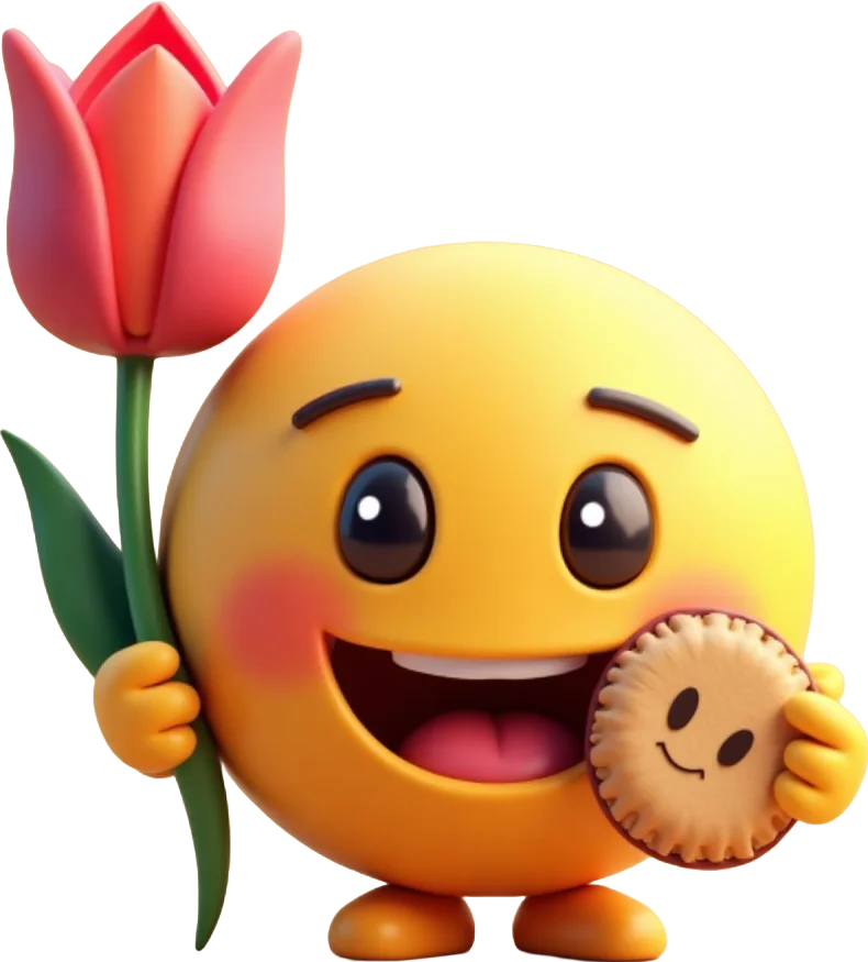 Happy Emoji with Tulip and Cookie