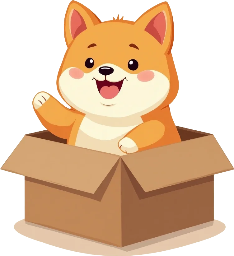 Cute Dog in a Box