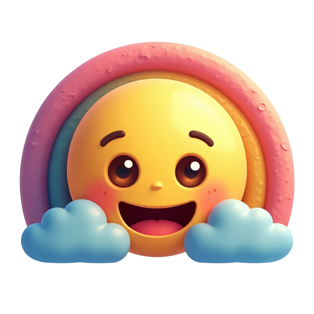 Rainbow Emoji with Clouds