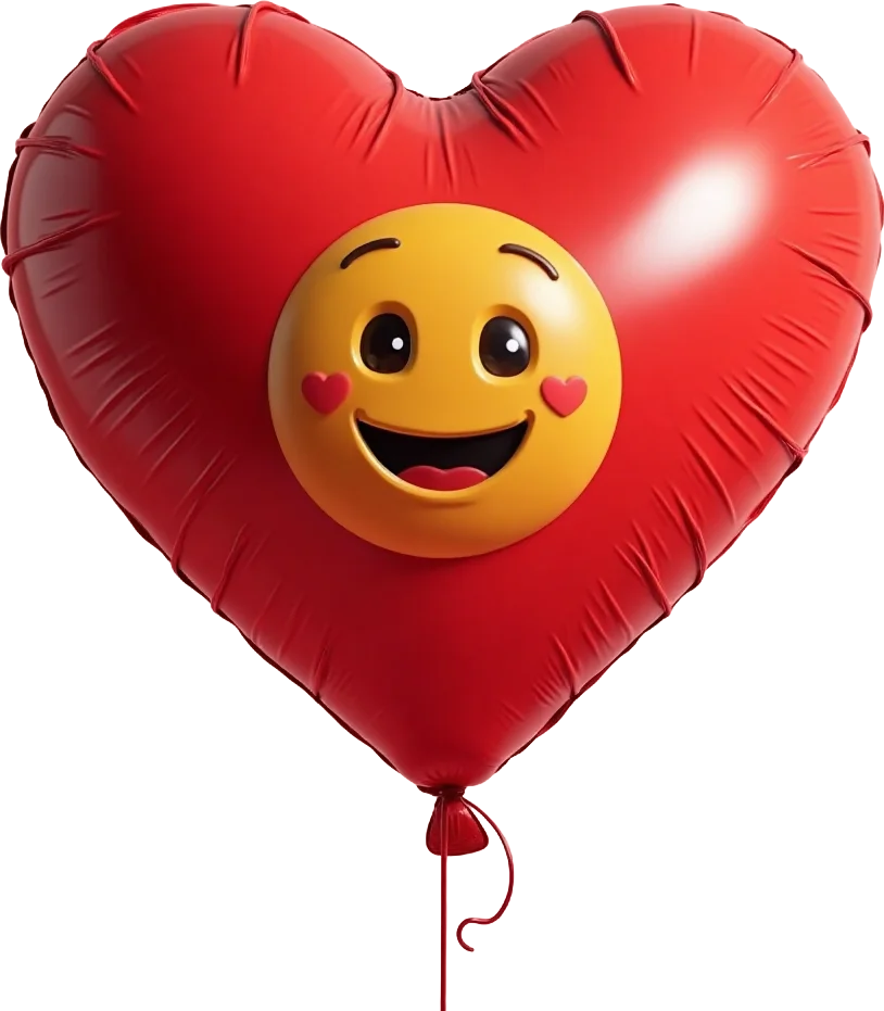 Heart Balloon with Smiling Emoji