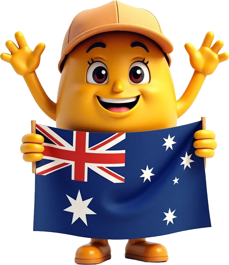 Cheerful Character with Australian Flag