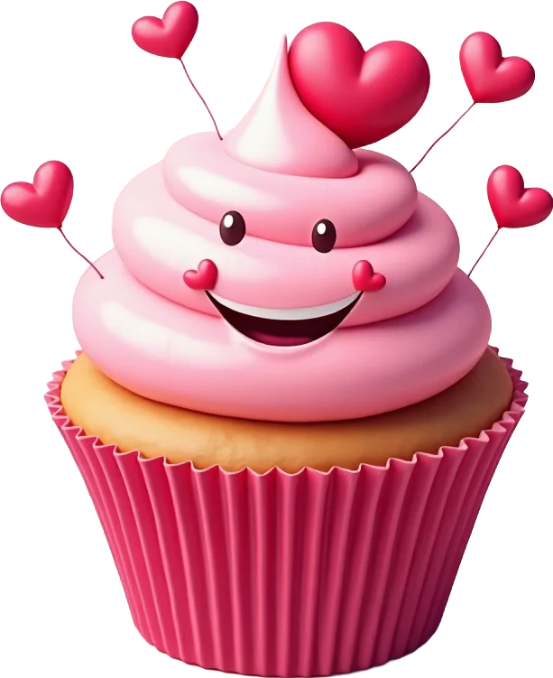 Cute Cupcake with Hearts