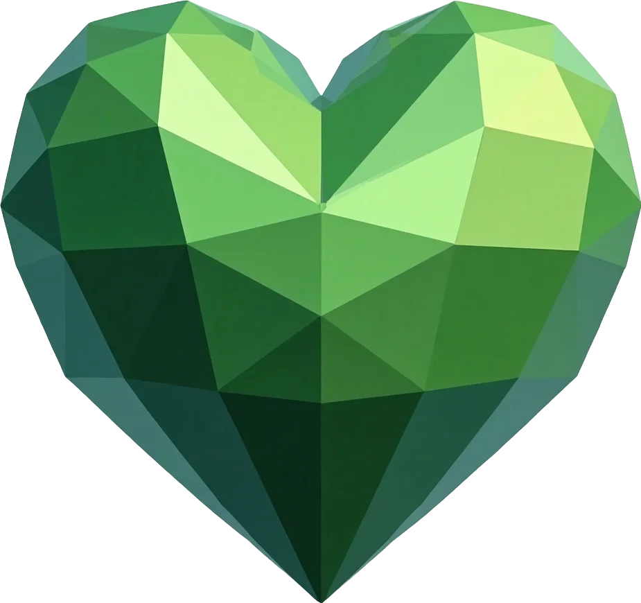 Faceted Green Heart