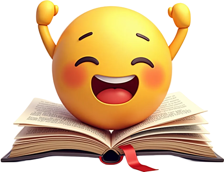 Excited Emoji Reading a Book