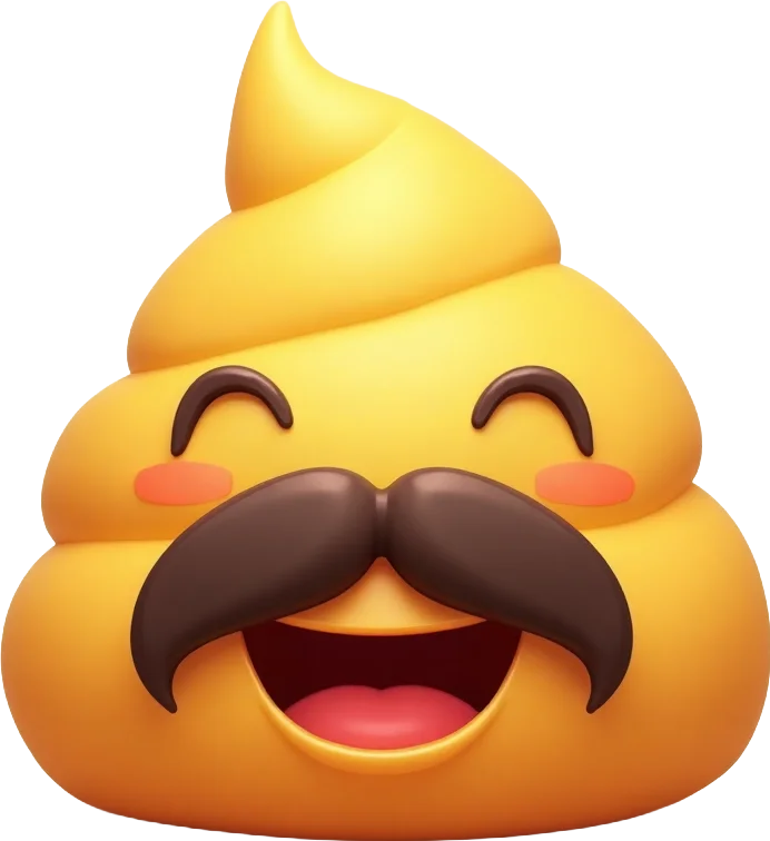 Happy Mustache Poo Emoji