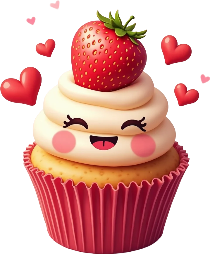 Cute Cupcake with Strawberry