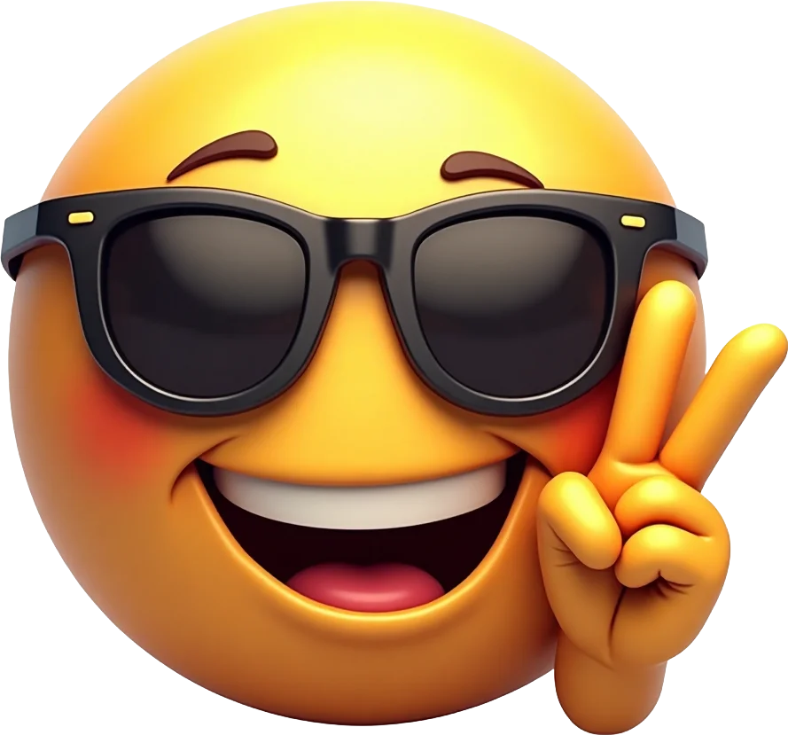 Cool Emoji with Sunglasses and Peace Sign