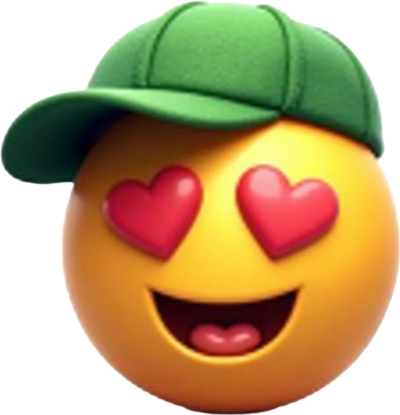 Heart-Eyed Emoji with Green Cap