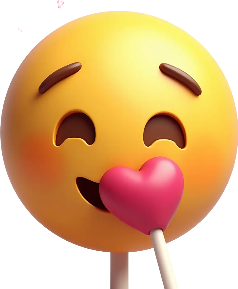 Emoticon with Heart Lollipop