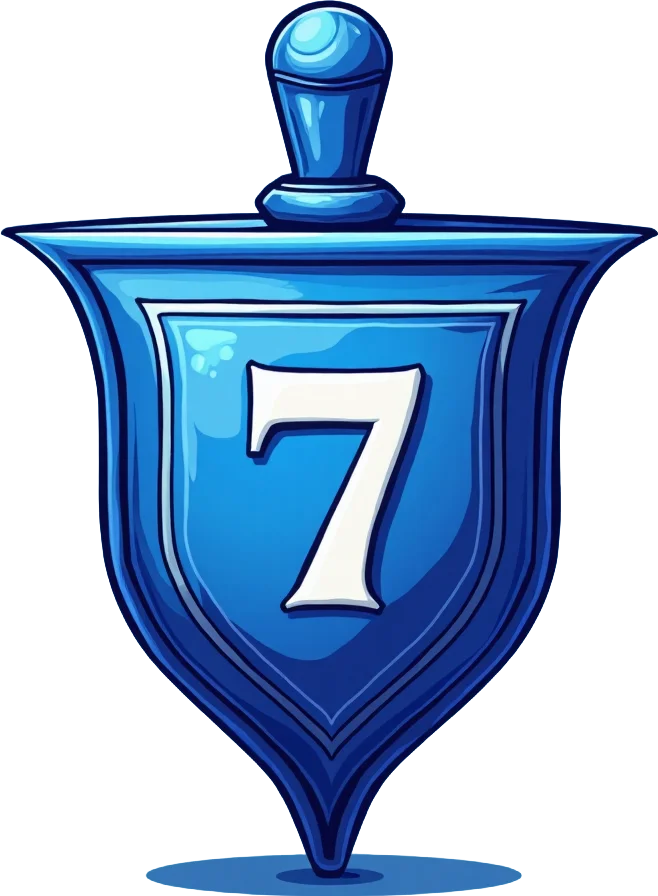 Blue Spinning Top with Number 7