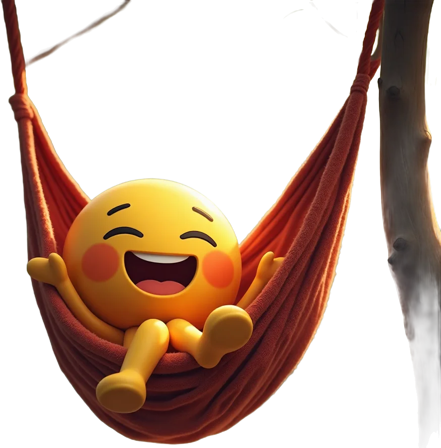 Relaxed Emoji in a Hammock