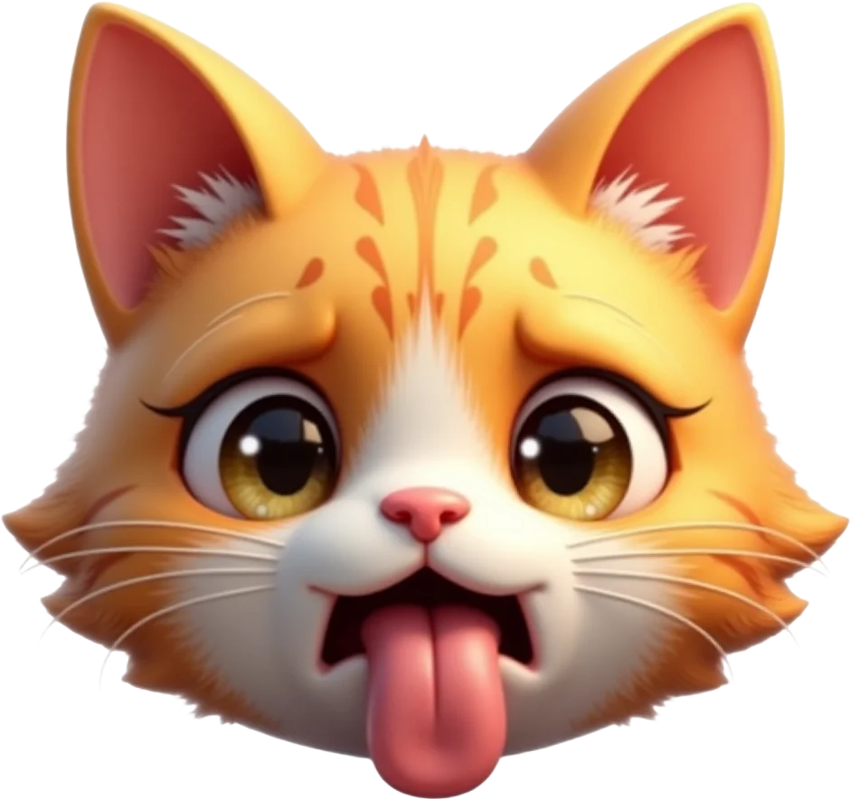 Cute Cat with Tongue Out