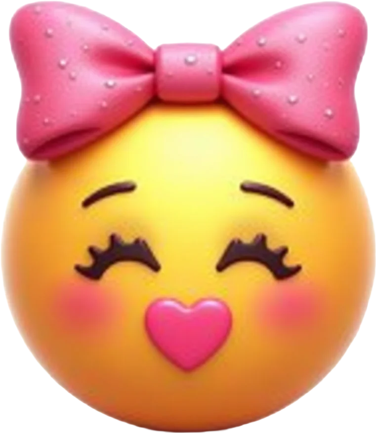 Cute Emoji with Pink Bow