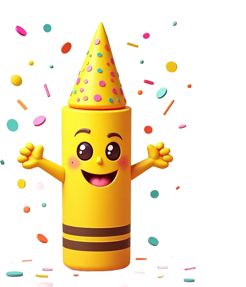 Celebratory Crayon Character