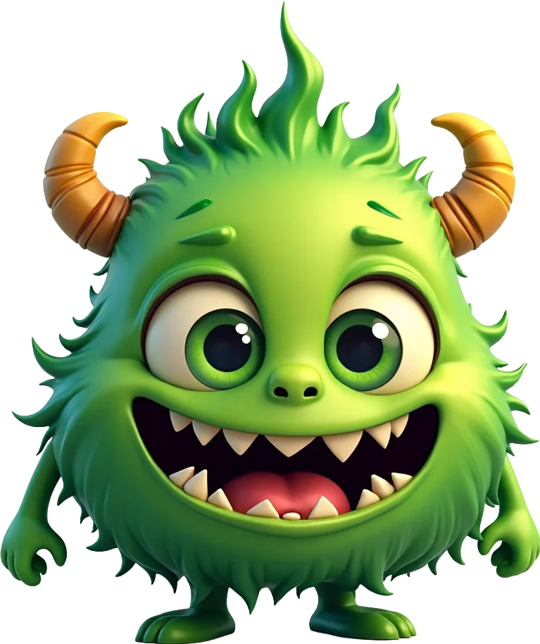 Green Monster with Horns