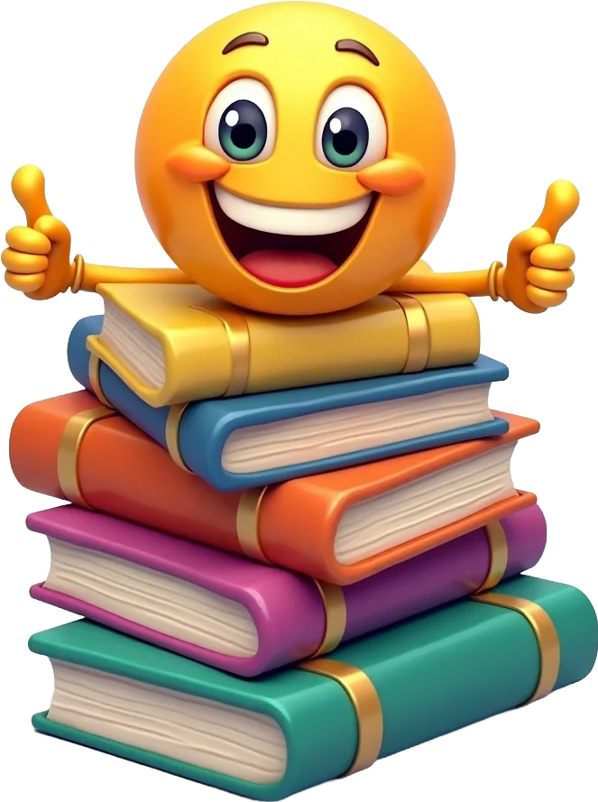 Happy Emoji with Books