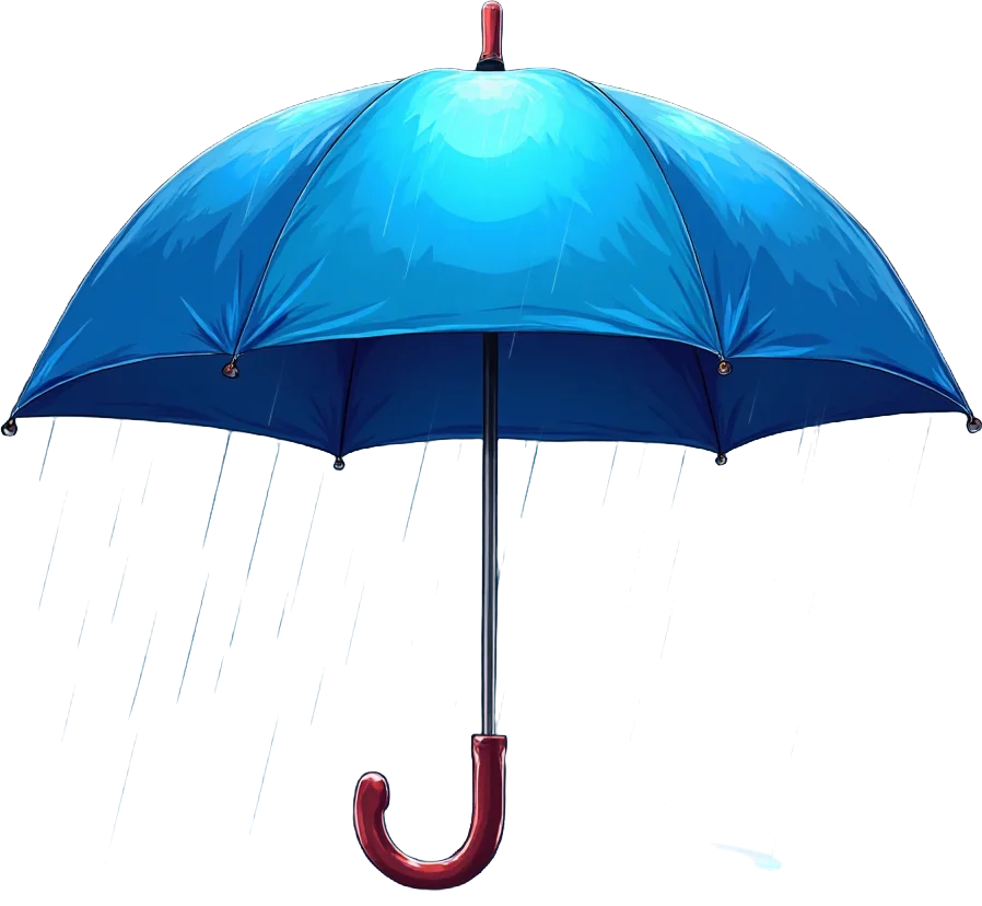 Blue Umbrella in the Rain