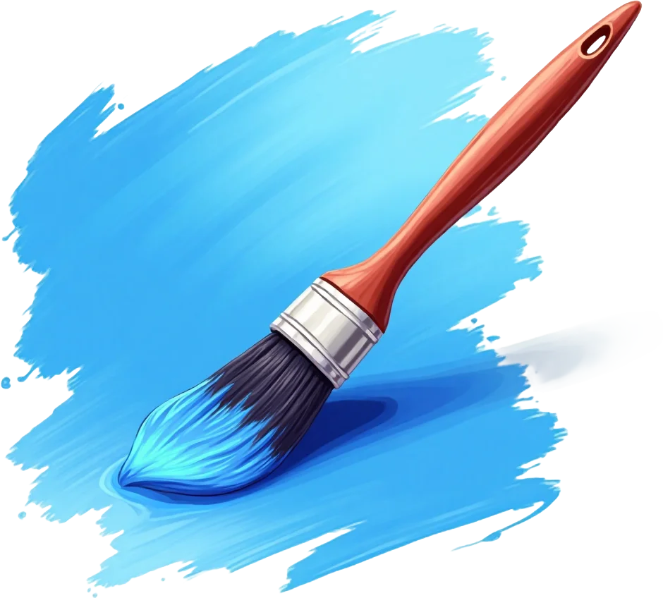 Paint Brush with Blue Stroke