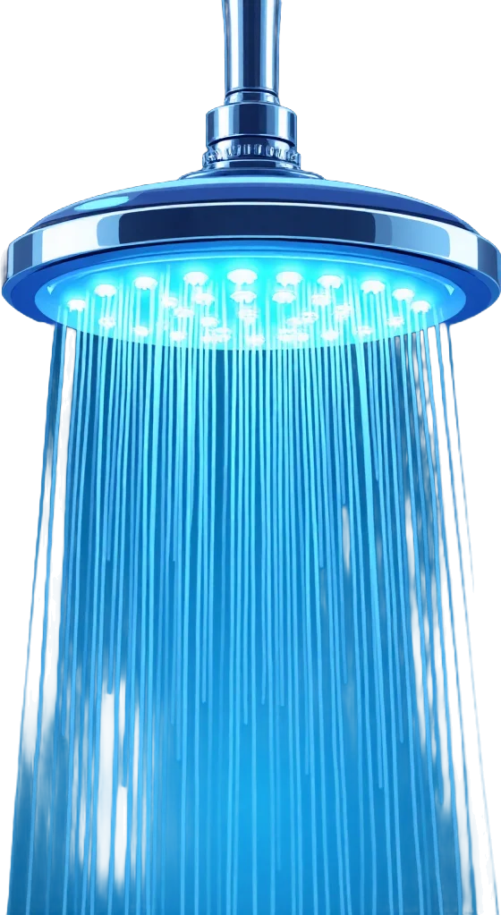 Rainfall Showerhead with Blue Water Spray