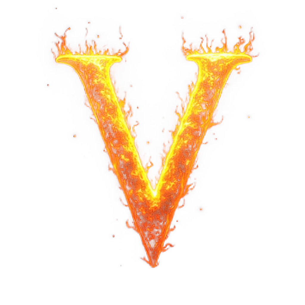 Flaming Letter V