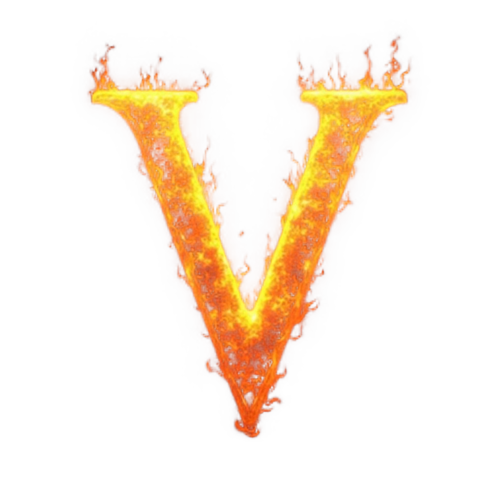 Flaming Letter V