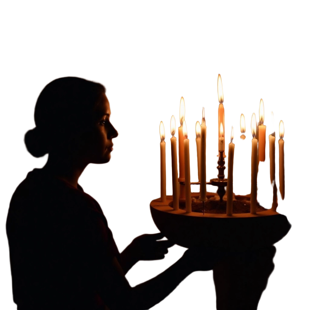 Silhouette of a Woman with Candles