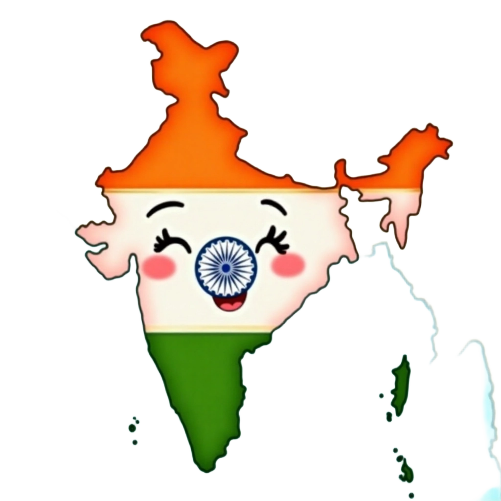 India Map with Flag and Face