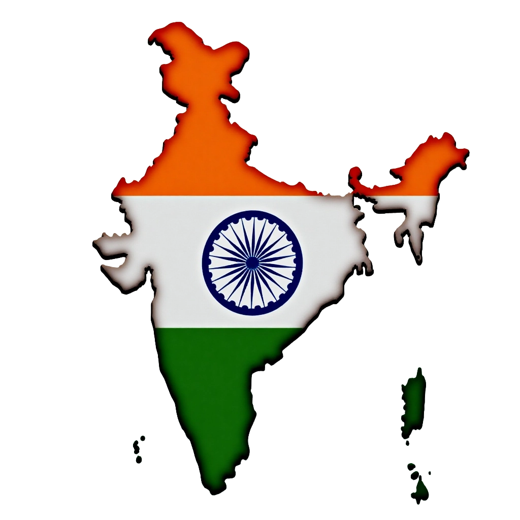 Map of India with Flag