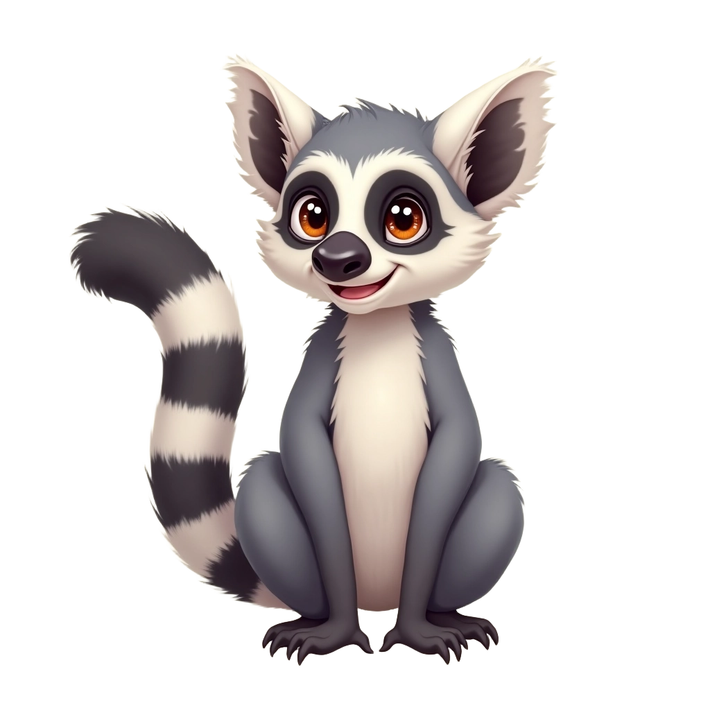 Cute Cartoon Lemur