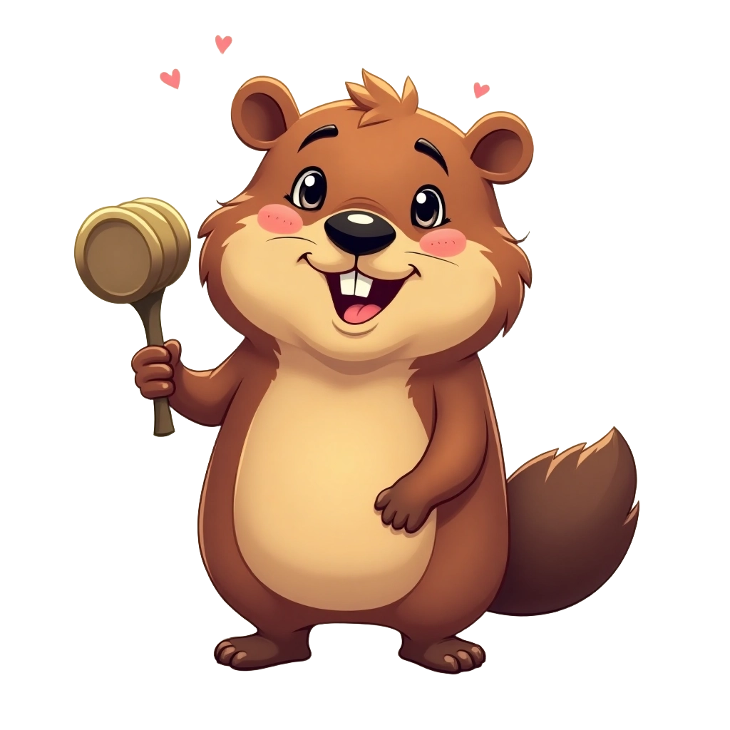 Happy Groundhog with a Hammer