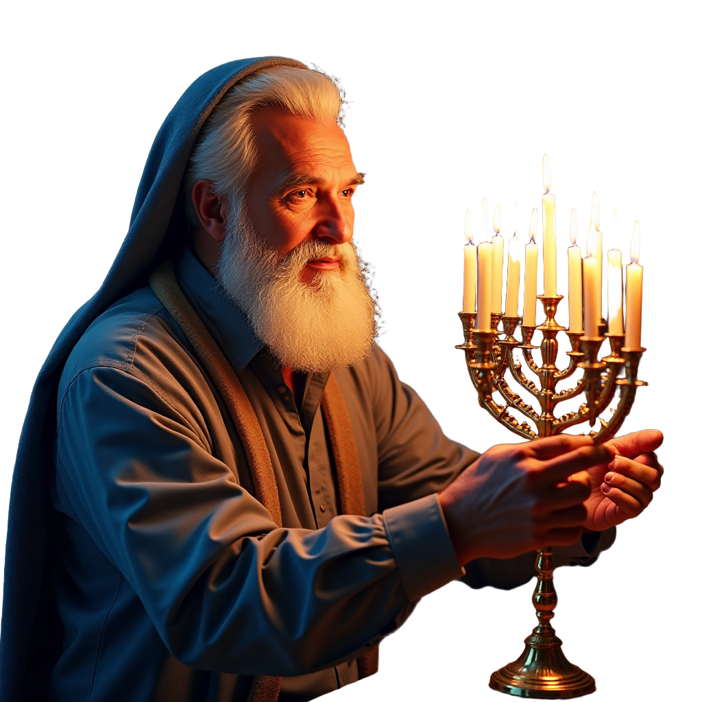 Elderly Man with Menorah