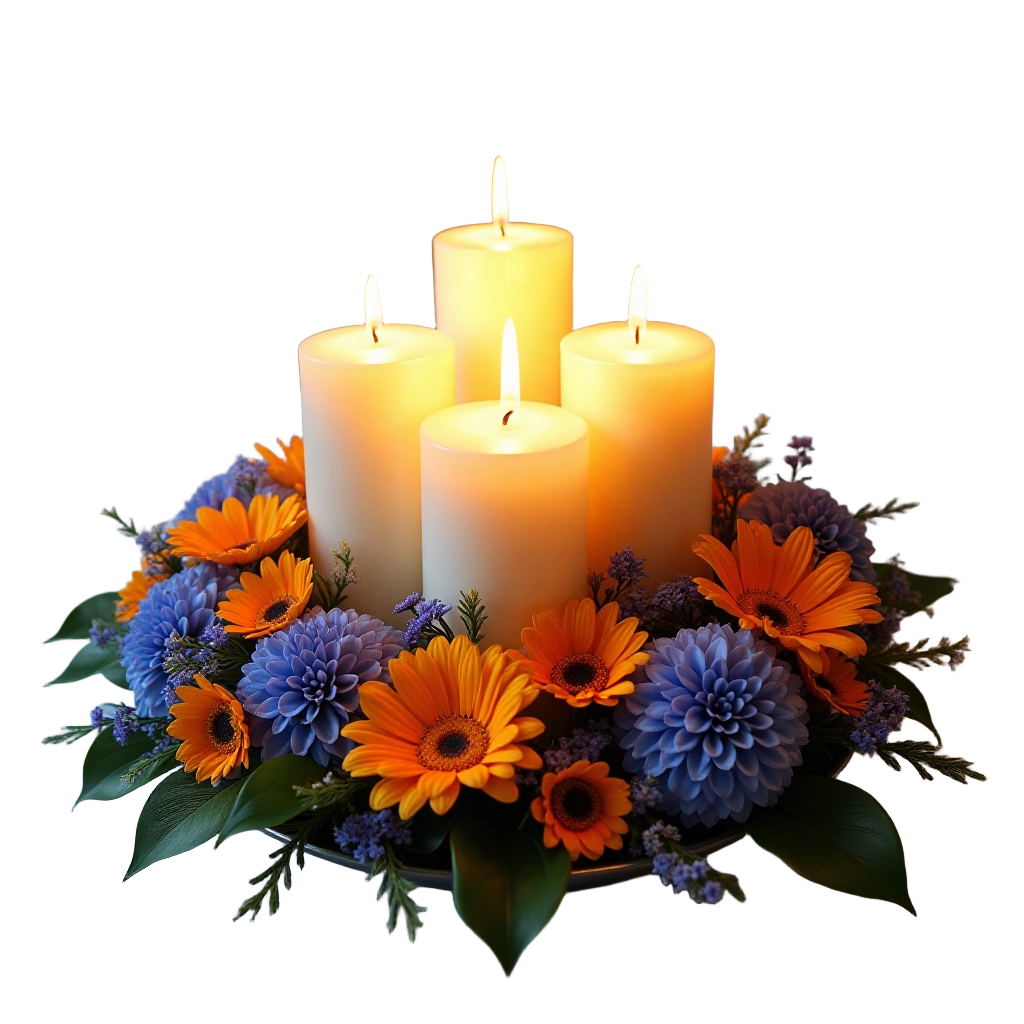 Festive Candle and Floral Arrangement