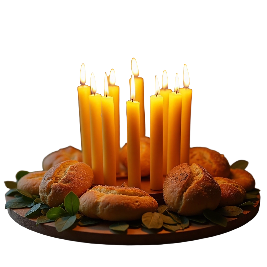 Festive Candlelight Display with Fresh Baked Rolls