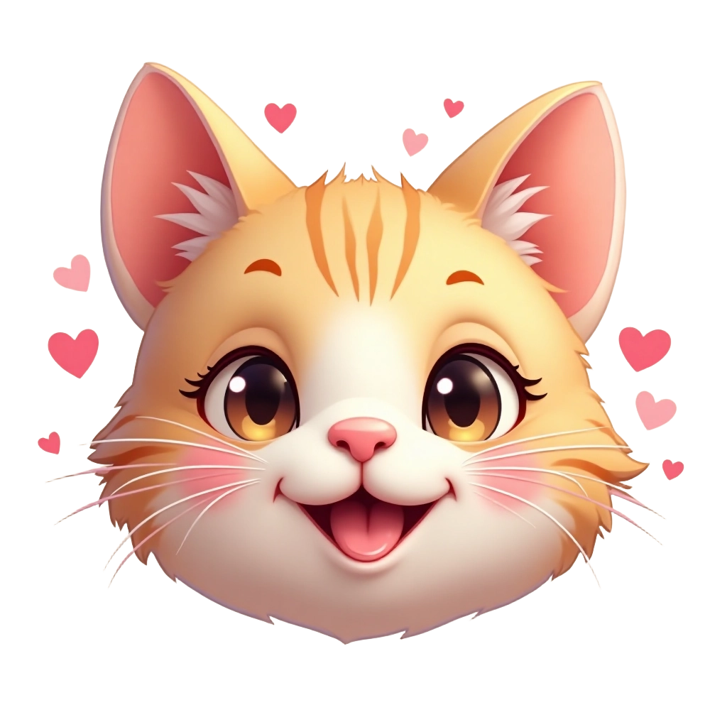 Cute Cat with Hearts