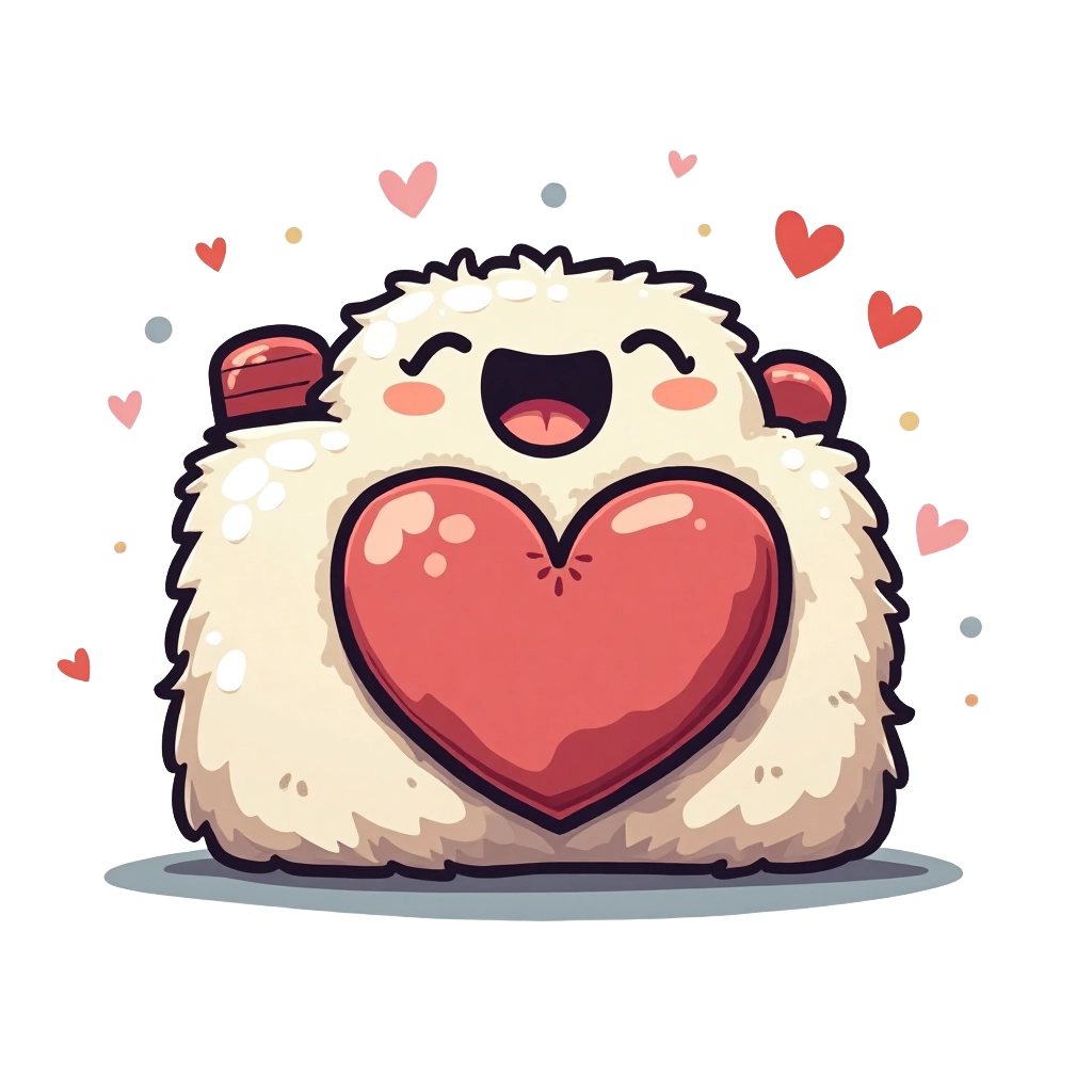 Cute Fluffy Character with Heart