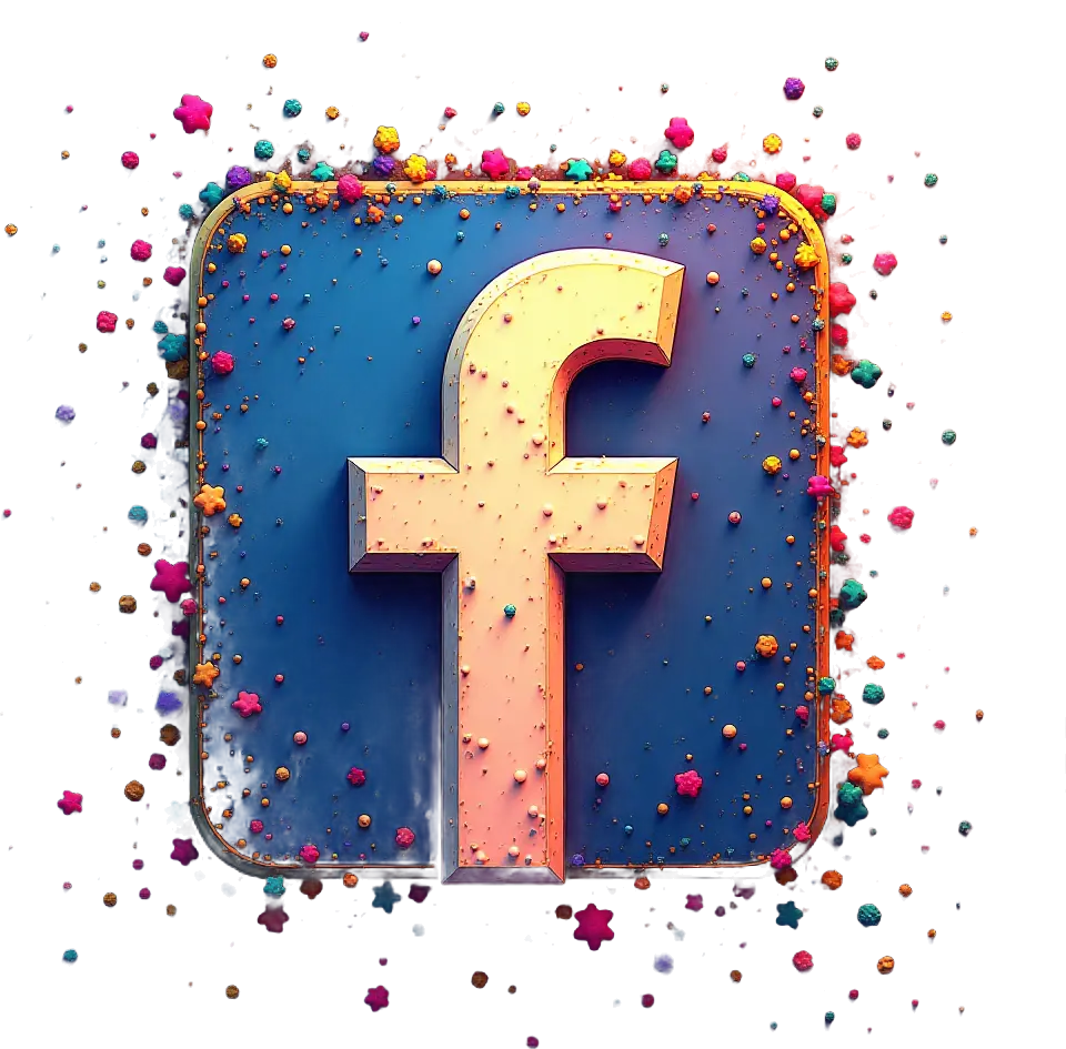 Facebook Logo with Colorful Confetti