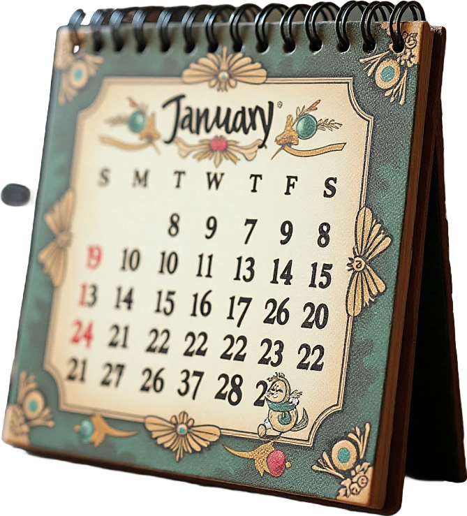 Vintage January Calendar