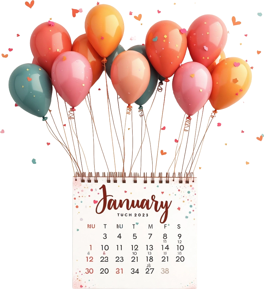 January 2023 Calendar with Balloons