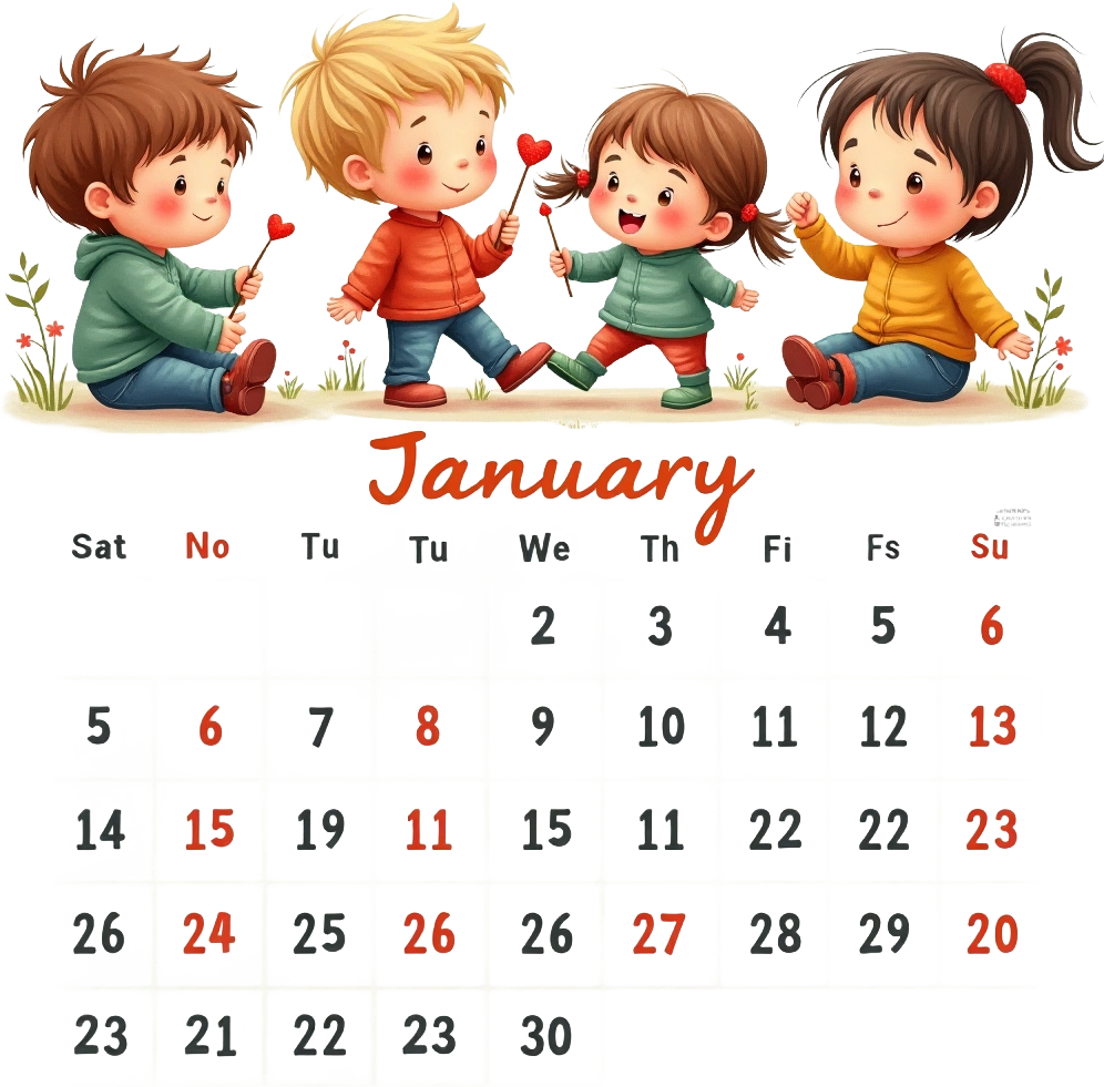 January Calendar with Kids