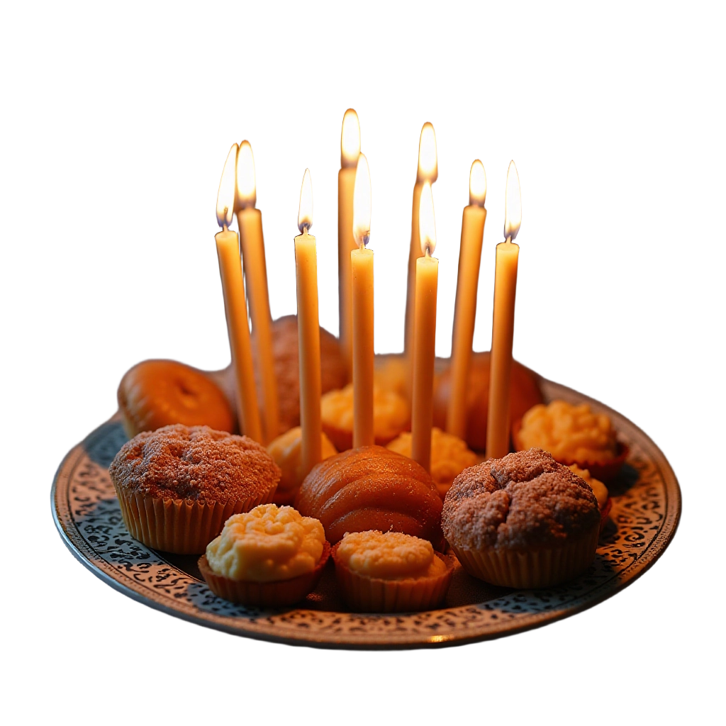 Birthday Celebration with Candles and Pastries