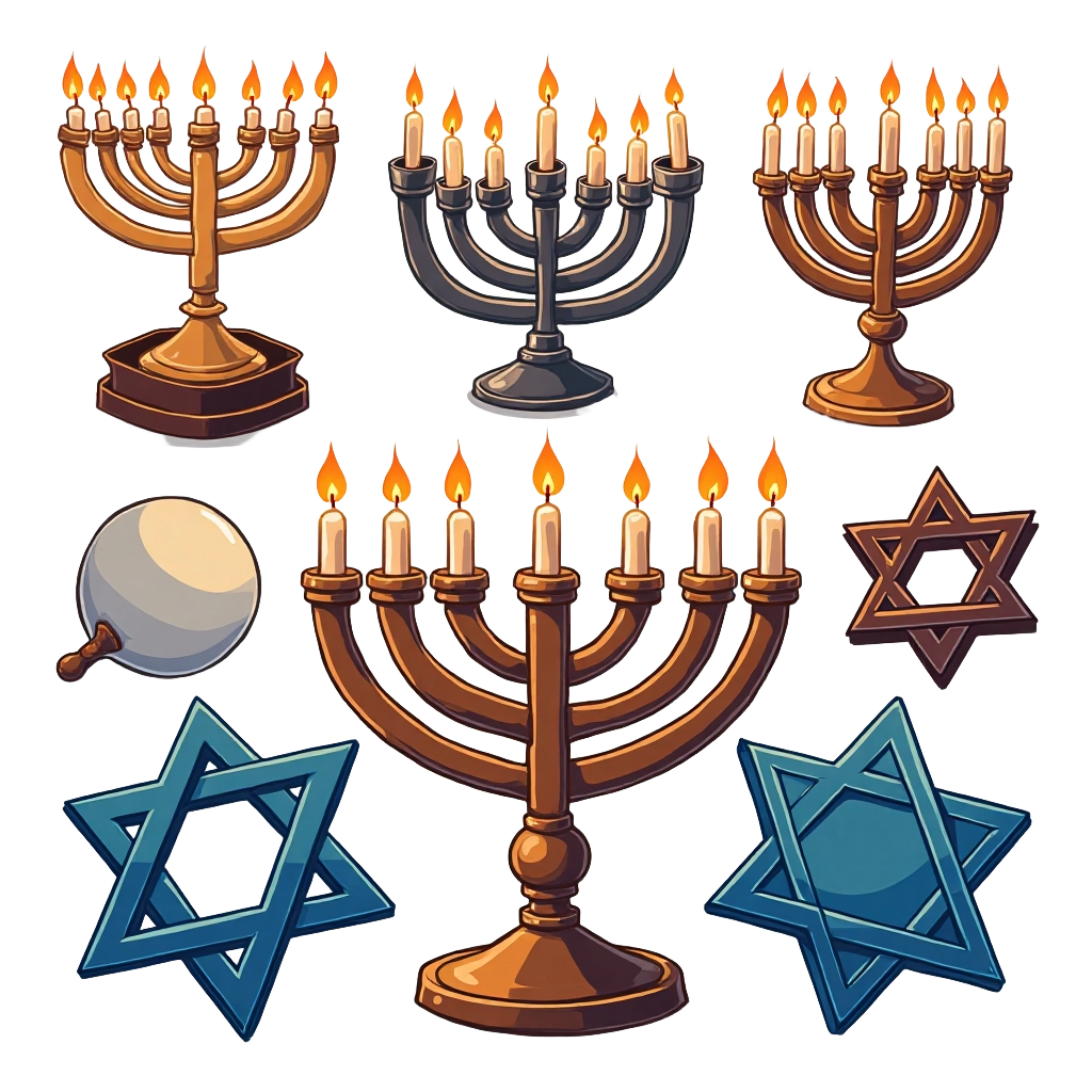 Hanukkah Menorahs and Symbols