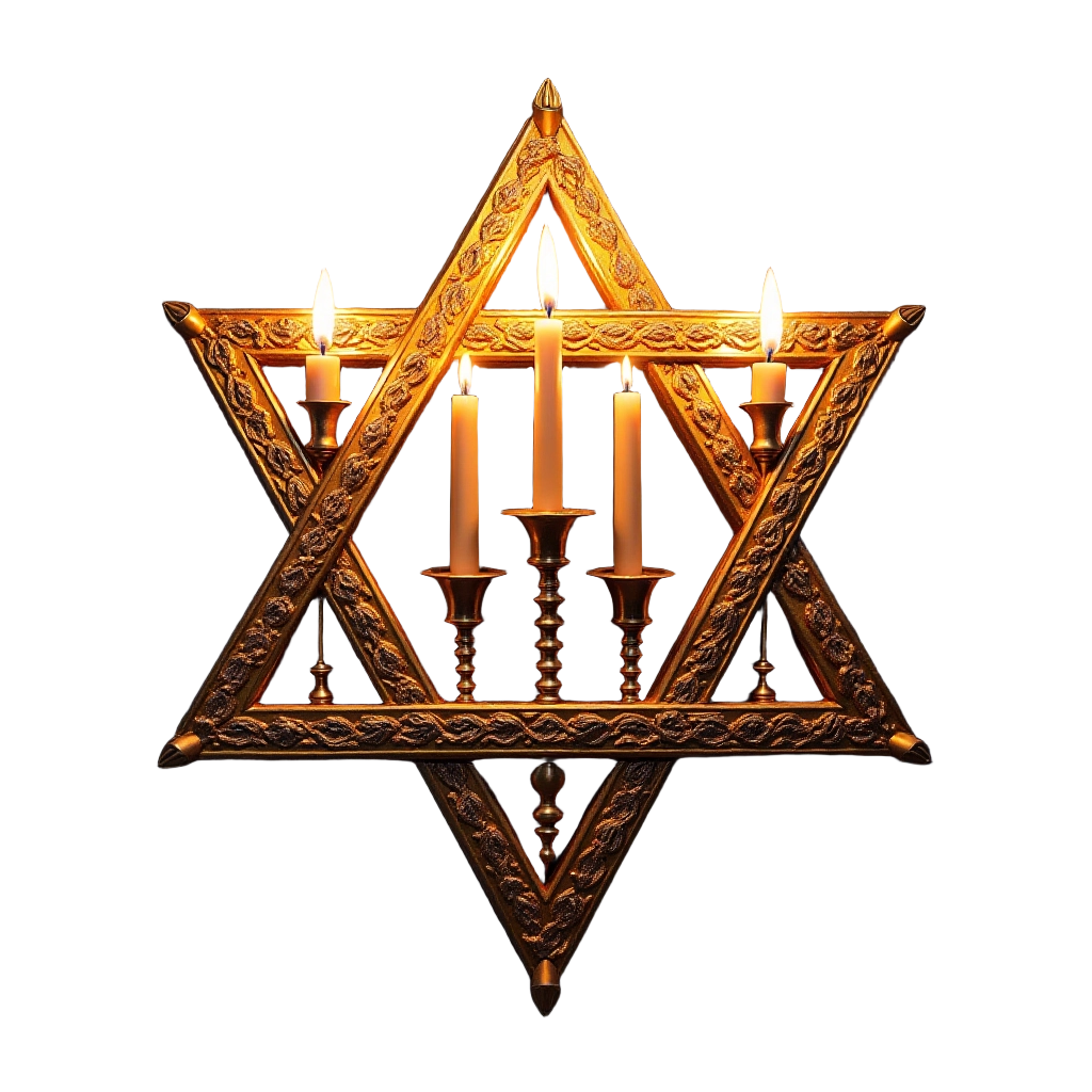 Golden Star of David with Candles