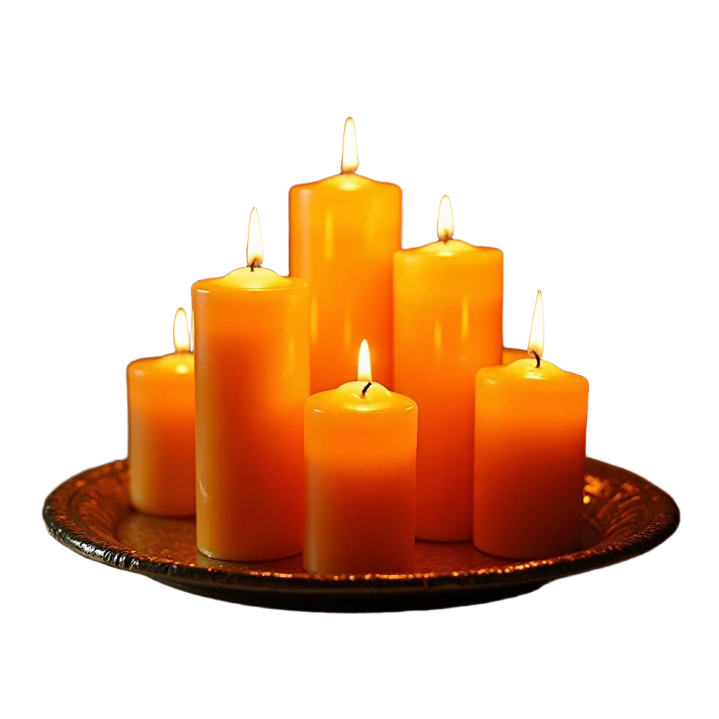 Glowing Candles on a Plate