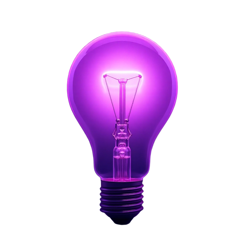 Illuminated Purple Light Bulb