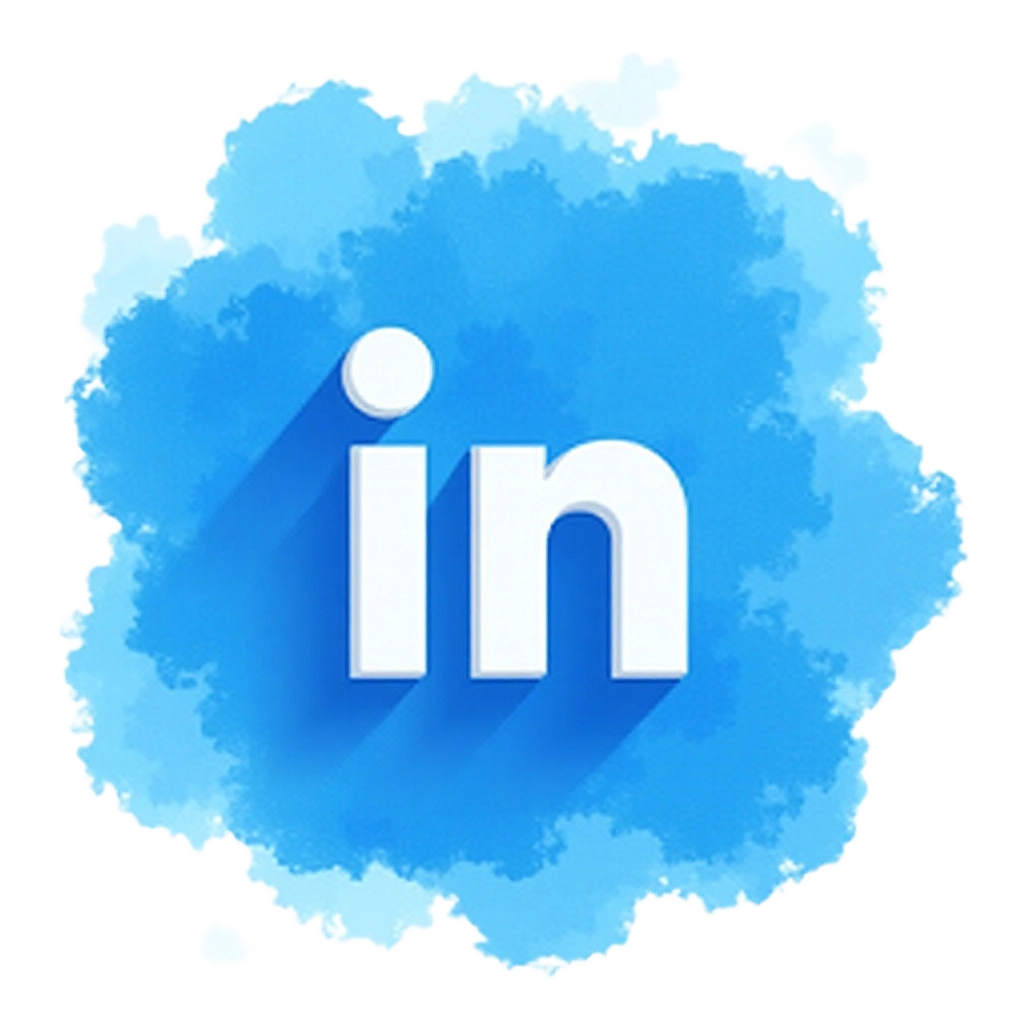 LinkedIn Icon with Watercolor Background