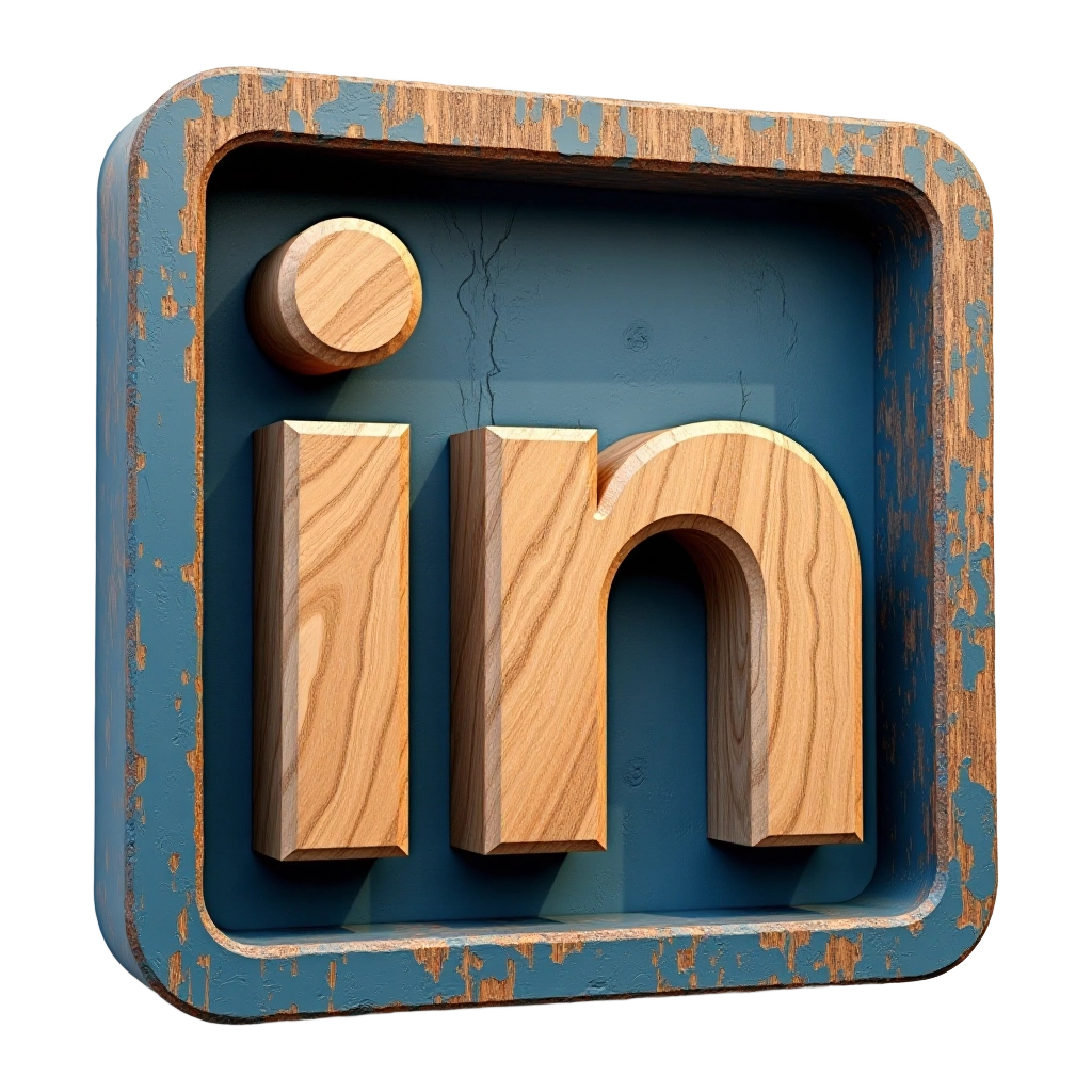 LinkedIn Wooden Icon