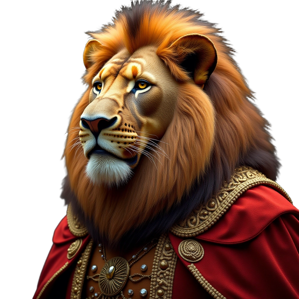 Regal Lion in Royal Attire