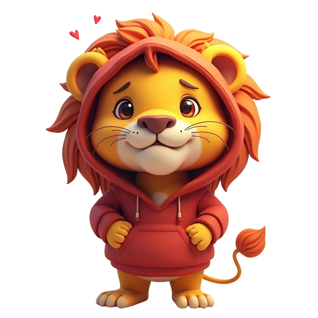 Cute Lion in a Hoodie